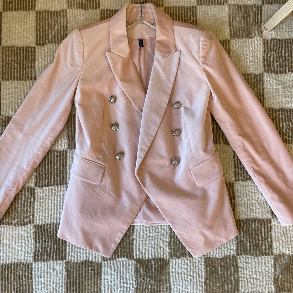 WHBM Elegant Pink Double-Breasted Women's Blazer